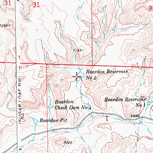 Topographic Map of Reardon Reservoir Number 2, WY