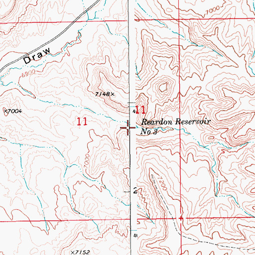 Topographic Map of Reardon Reservoir Number 3, WY