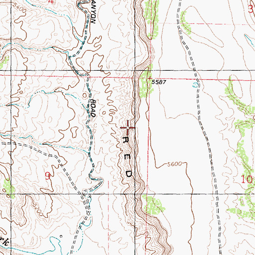 Topographic Map of Red Wall Number 1, WY