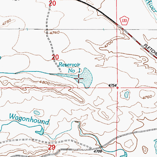 Topographic Map of Reservoir Number 1, WY