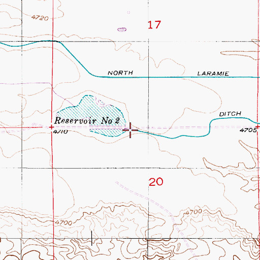 Topographic Map of Reservoir Number Two, WY