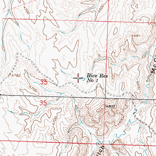 Topographic Map of Rice Reservoir Number 1, WY