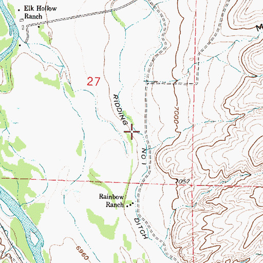 Topographic Map of Ridding Number 1 Ditch, WY