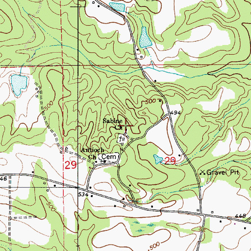 Topographic Map of Pleasant Sabine Baptist Church, AL