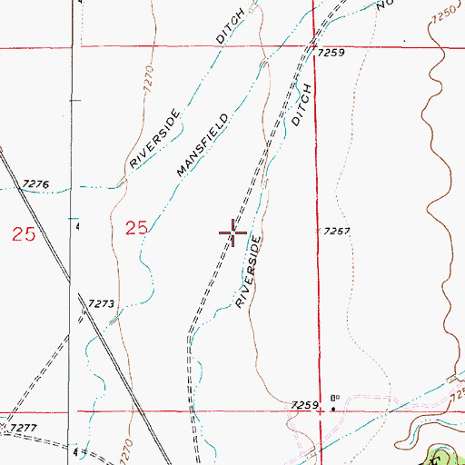 Topographic Map of Riverside Ditch Number 1, WY
