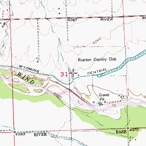 Topographic Map of Riverton Country Club, WY