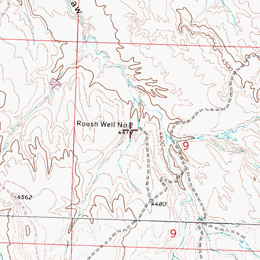 Topographic Map of Roush Well Number 2, WY