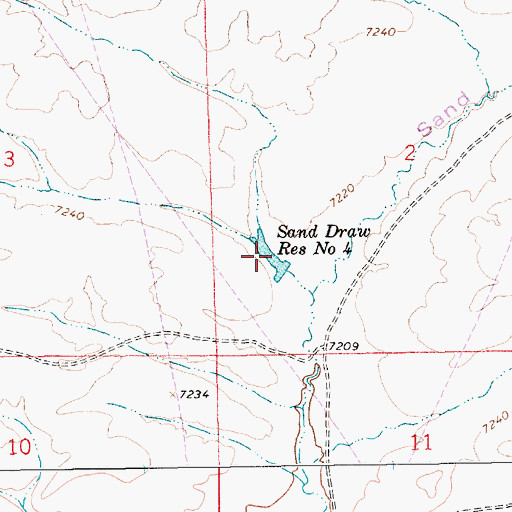 Topographic Map of Sand Draw Reservoir Number 4, WY