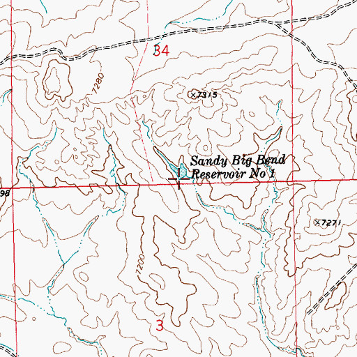 Topographic Map of Sandy Big Bend Reservoir Number 1, WY