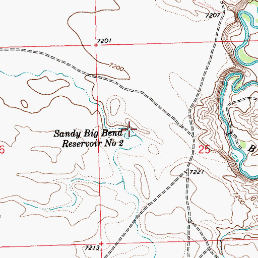 Topographic Map of Sandy Big Bend Reservoir Number 2, WY