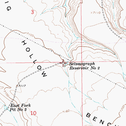 Topographic Map of Seismograph Reservoir Number 2, WY