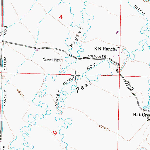 Topographic Map of Smiley Ditch Number 2, WY