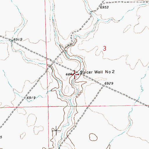 Topographic Map of Spicer Well Number 2, WY