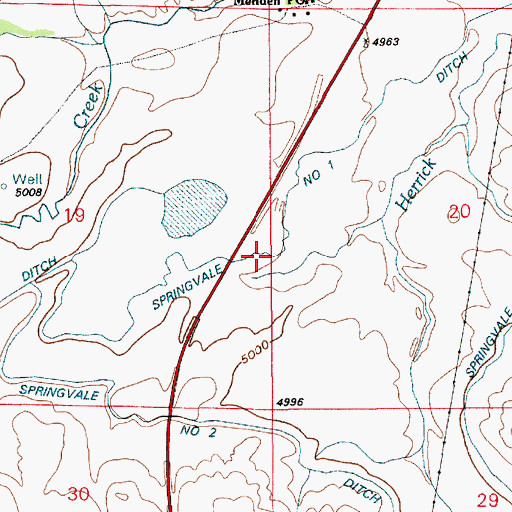 Topographic Map of Springvale Number 1 Ditch, WY