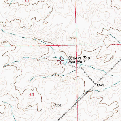 Topographic Map of Square Top Reservoir Number 6, WY
