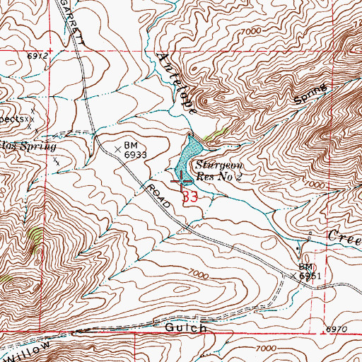Topographic Map of Sturgeon Reservoir Number 2, WY