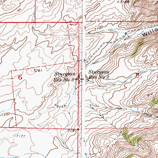 Topographic Map of Sturgeon Reservoir Number 3, WY