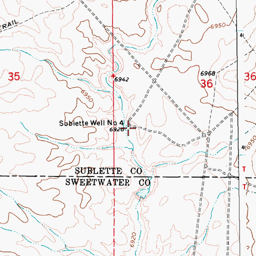 Topographic Map of Sublette Well Number 4, WY