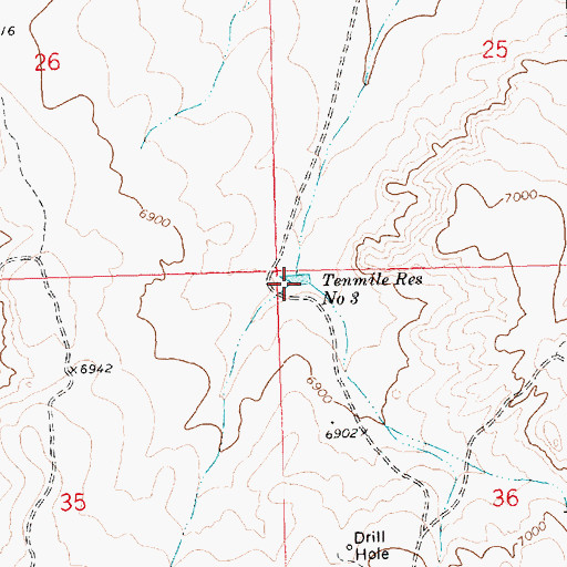 Topographic Map of Tenmile Reservoir Number 3, WY