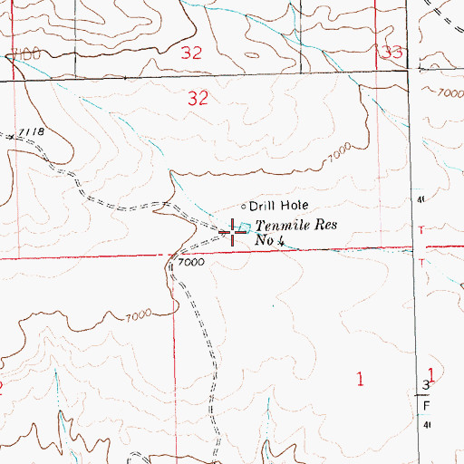 Topographic Map of Tenmile Reservoir Number 4, WY