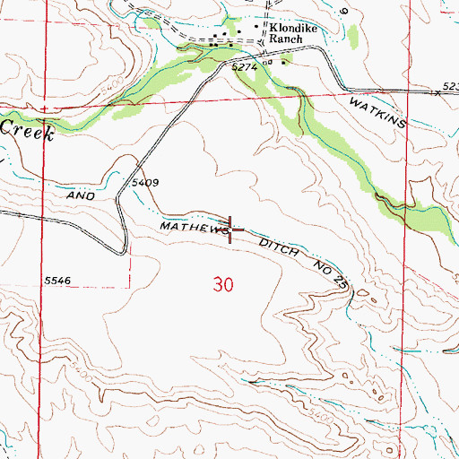 Topographic Map of Thompson and Mathews Ditch Number 35, WY