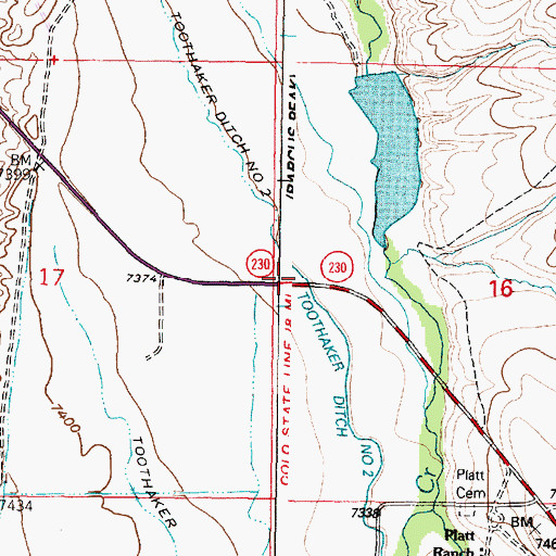Topographic Map of Toothaker Ditch Number 2, WY