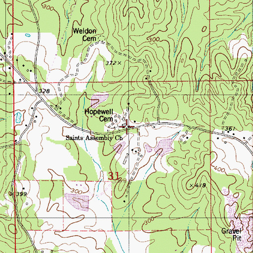 Topographic Map of Saints Assembly Church, AL