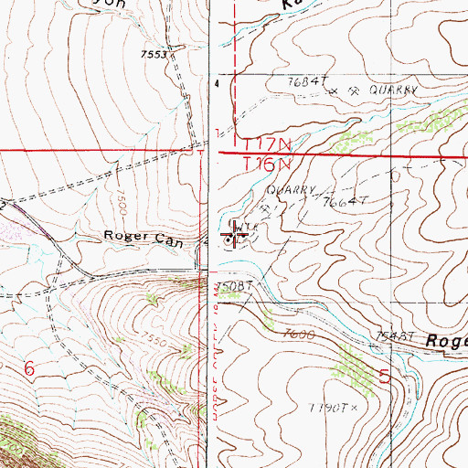 Topographic Map of University Quarry, WY