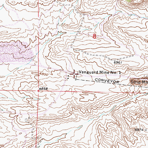 Topographic Map of Vanguard Mine Number 1, WY