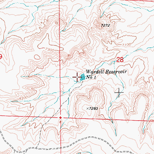 Topographic Map of Wardell Reservoir Number 1, WY