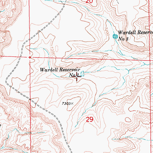 Topographic Map of Wardell Reservoir Number 2, WY