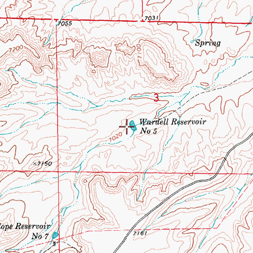 Topographic Map of Wardell Reservoir Number 5, WY