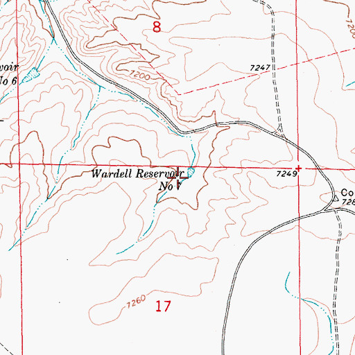 Topographic Map of Wardell Reservoir Number 7, WY