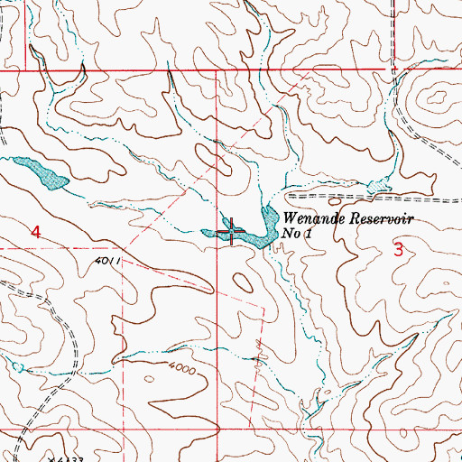 Topographic Map of Wenande Reservoir Number 1, WY