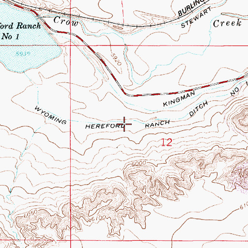 Topographic Map of Wyoming Hereford Ranch Ditch Number 1, WY