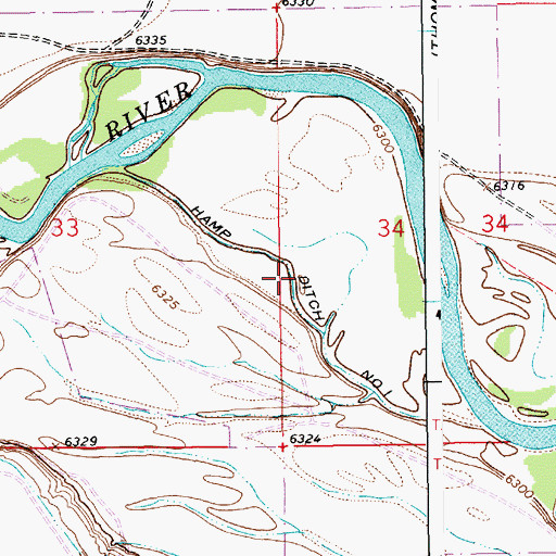 Topographic Map of Hamp Ditch Number 1, WY