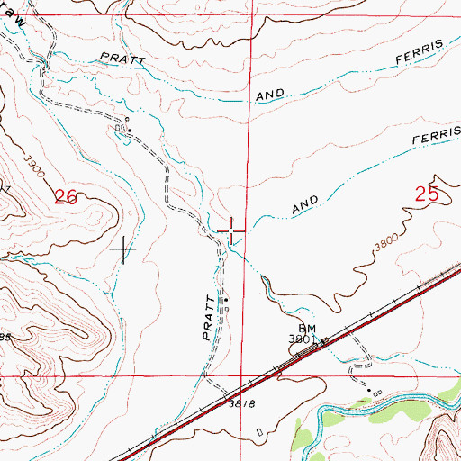 Topographic Map of Pratt and Ferris Ditch Number 3, WY