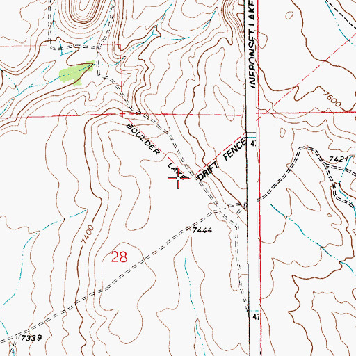 Topographic Map of Boulder Lake Drift Fence, WY