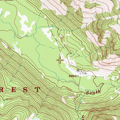 Topographic Map of Bitch Creek Trail, WY