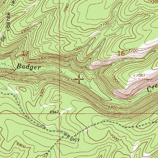 Topographic Map of Blind Creek, WY