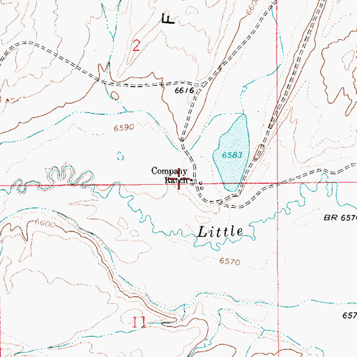 Topographic Map of Company Ranch, WY