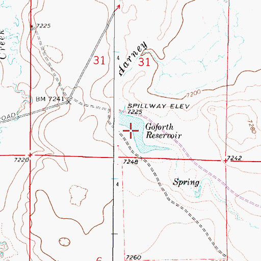 Topographic Map of Goforth Reservoir, WY