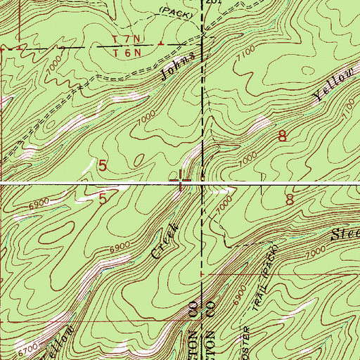 Topographic Map of Yellow Creek, WY