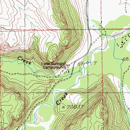 Topographic Map of Little Sunlight Campground, WY