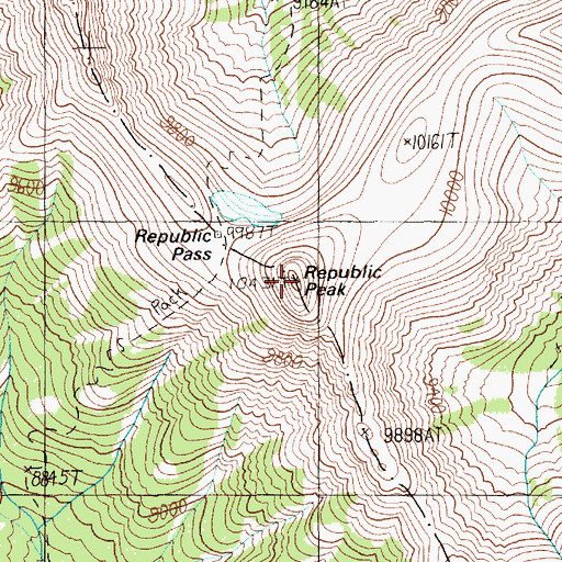 Topographic Map of Republic Peak, WY