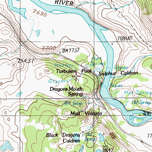 Topographic Map of Mud Pots, WY