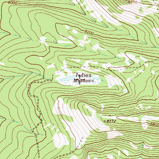 Topographic Map of Indian Meadows, WY