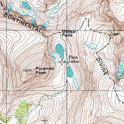 Topographic Map of Twin Lakes, WY