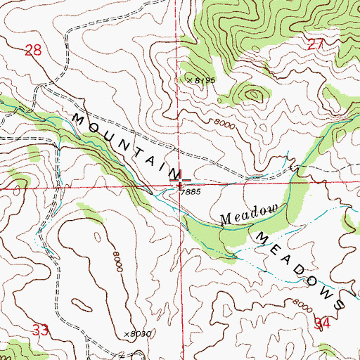 Topographic Map of Mountain Meadows, WY