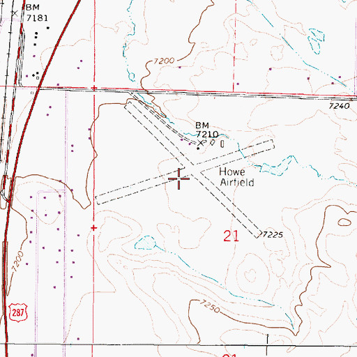 Topographic Map of Evans Airport (historical), WY